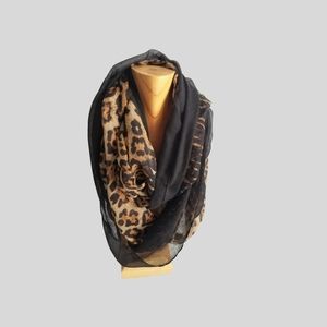 Laurena by LJL Design Infinity Scarf Black, Brown,Tan Leopard Animal Print NWT